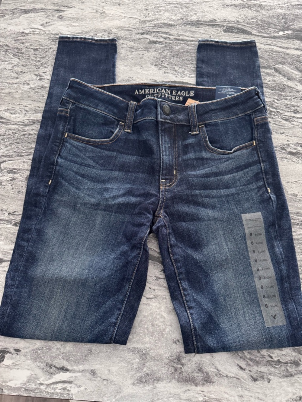 American Eagle Super Super Stretch Jeggings Dark Blue Jeans NWT 8 x-long